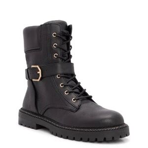 Vince Camuto Repla Black Leather Combat Boots